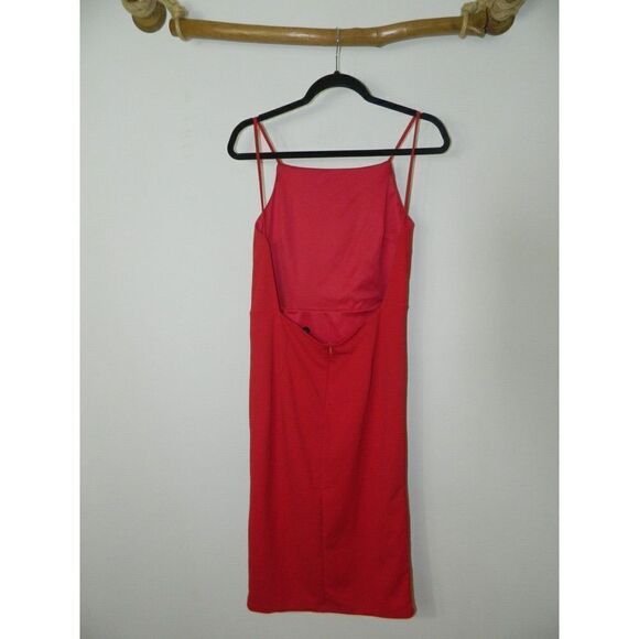 Lulu's Dress Red Never Look Back Red Backless Bodycon Midi Size Large - Picture 5 of 7